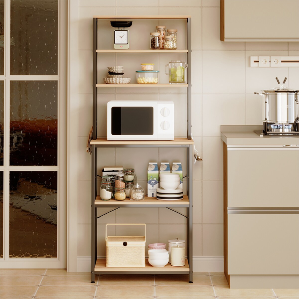 Wielofunkcyjny regał szafka kuchenna jasny brąz sonoma loft