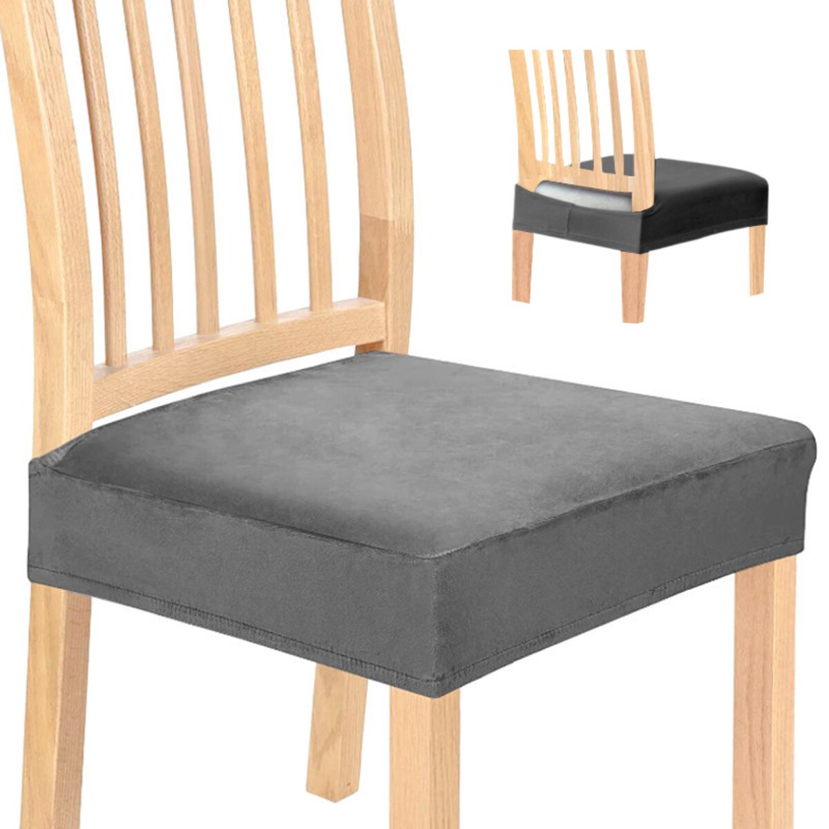 Pokrowiec Na Siedzisko Krzesła 50X50Cm Szary Welur