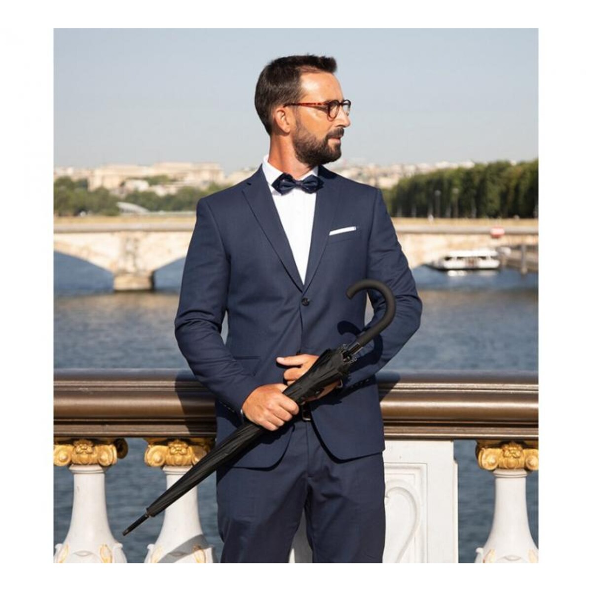 Długi parasol 16 żeber, czarny