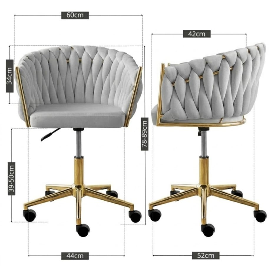Fotel biurowy krzesło obrotowe regulowane welurowe szare