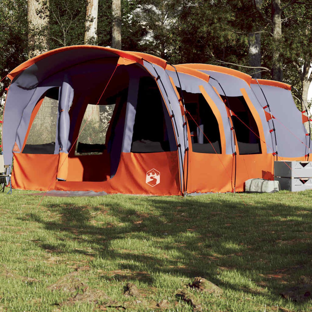 vidaXL Namiot rodzinny, 8-os., tunelowy, szary, wodoszczelny