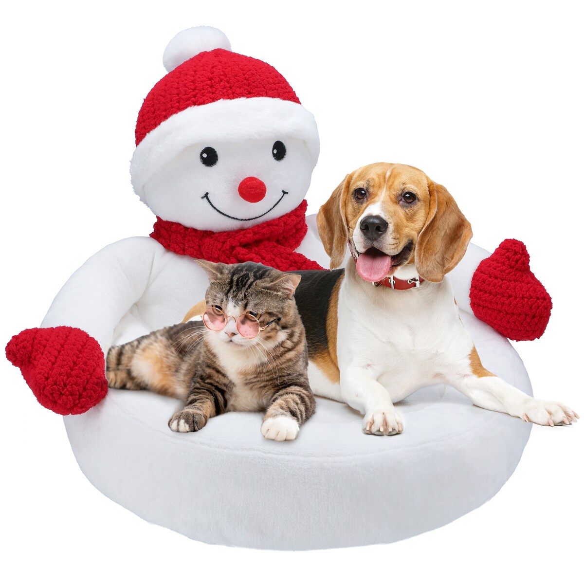 Legowisko Dla Psa Kota Zwierzę Świąteczne Miękkie Poduszka Bałwan 50X50