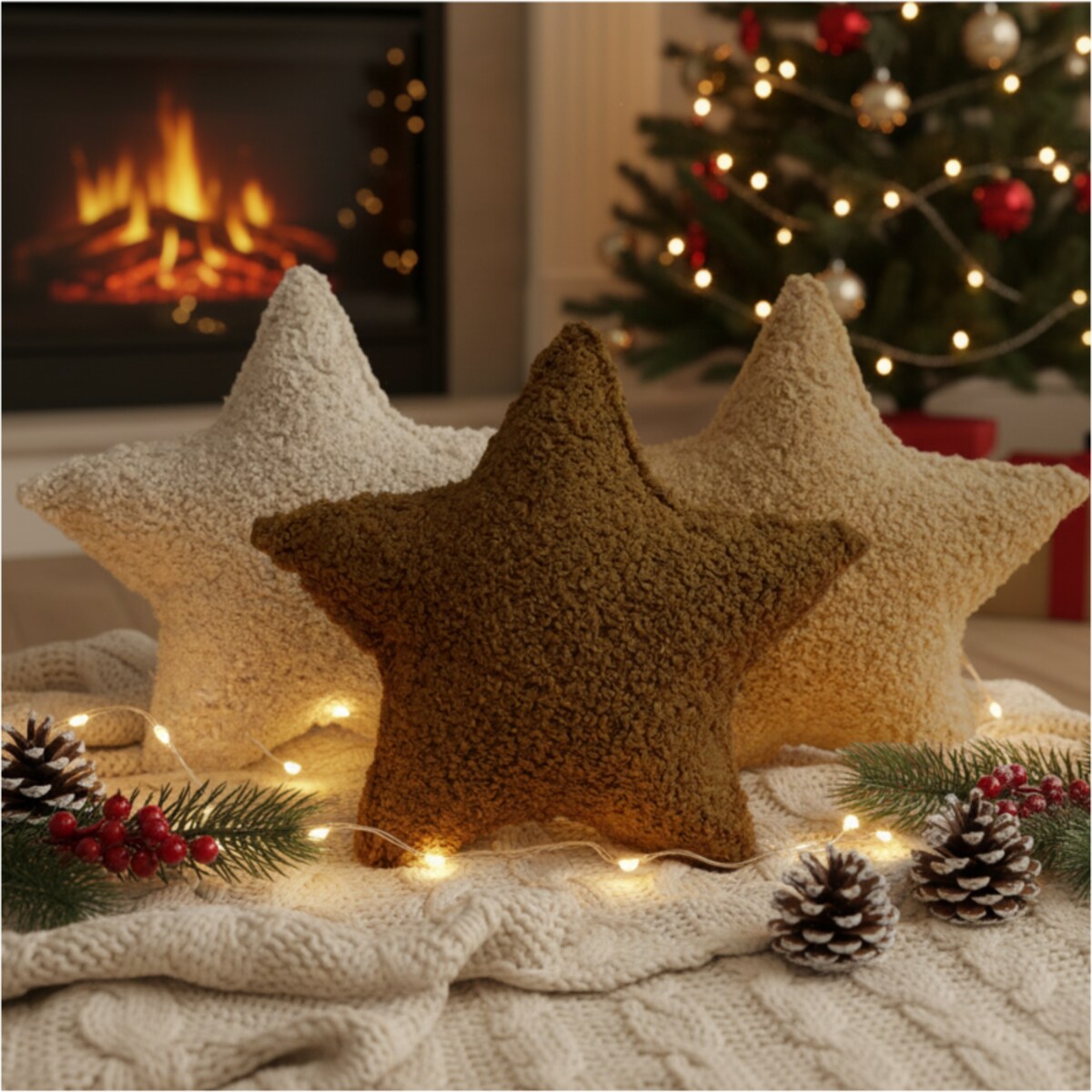 Poduszka Dekoracyjna Świąteczna Gwiazdka 43 Cm Baranek Dekoracja Świąteczna Ozdoba