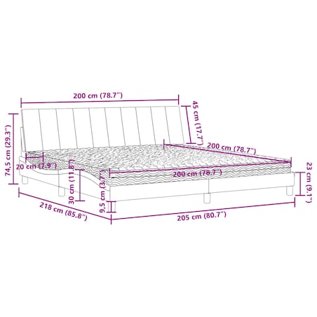 vidaXL Łóżko z materacem, Hanko, czarne, 200x200 cm, aksamitne