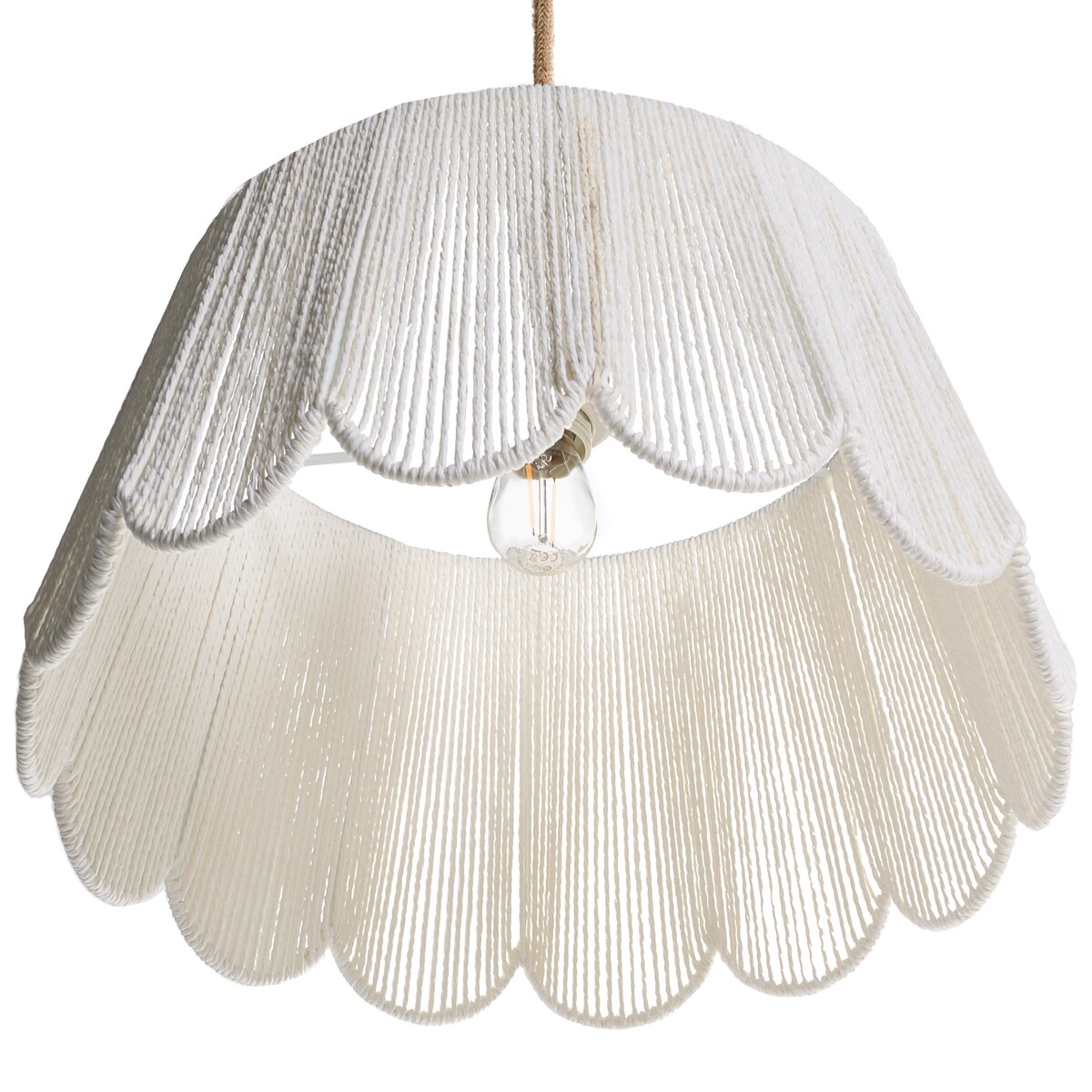 Lampa wisząca SEBAKWE Papierowa plecionka Jasnobeżowy