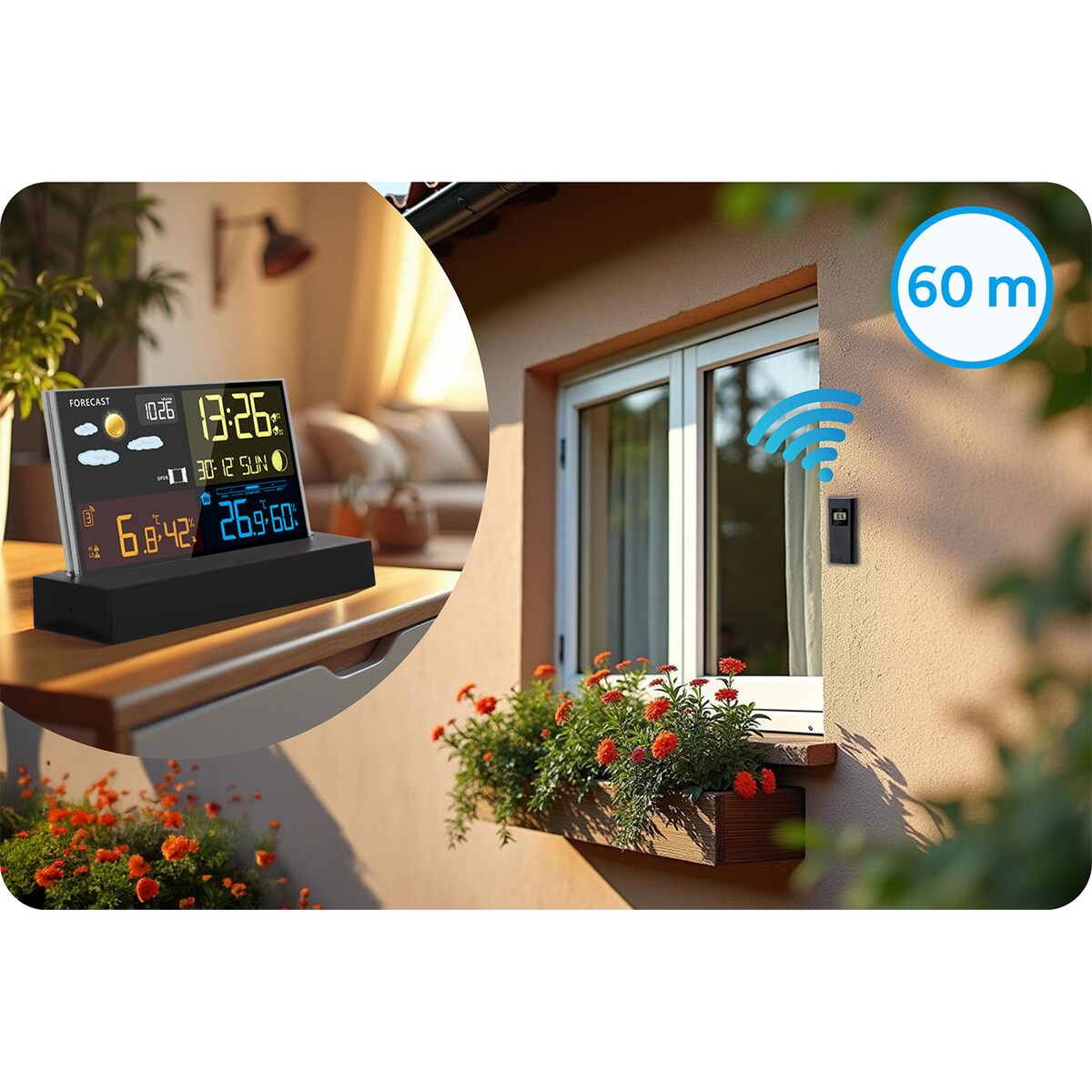 Stacja pogody Berdsen BD-912 bezprzewodowa cyfrowa higrometr DCF barometr