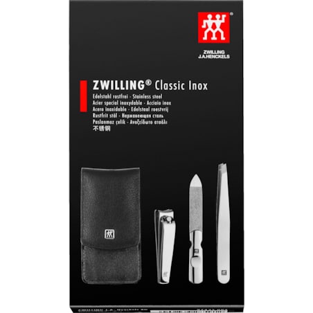 Zestaw podróżny Zwilling Classic Inox – czarne, skórzane etui, 3 elementy - Czarny