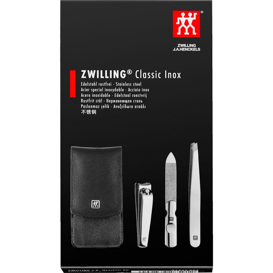 Zestaw podróżny Zwilling Classic Inox – czarne, skórzane etui, 3 elementy - Czarny