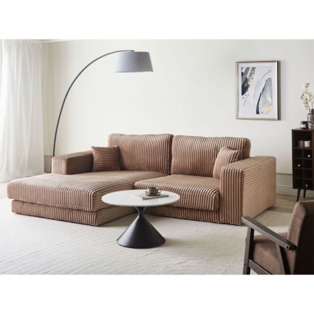 Narożnik LOFOTEN Sztruks Jasnobrązowy dla 3 osób Prawostronny