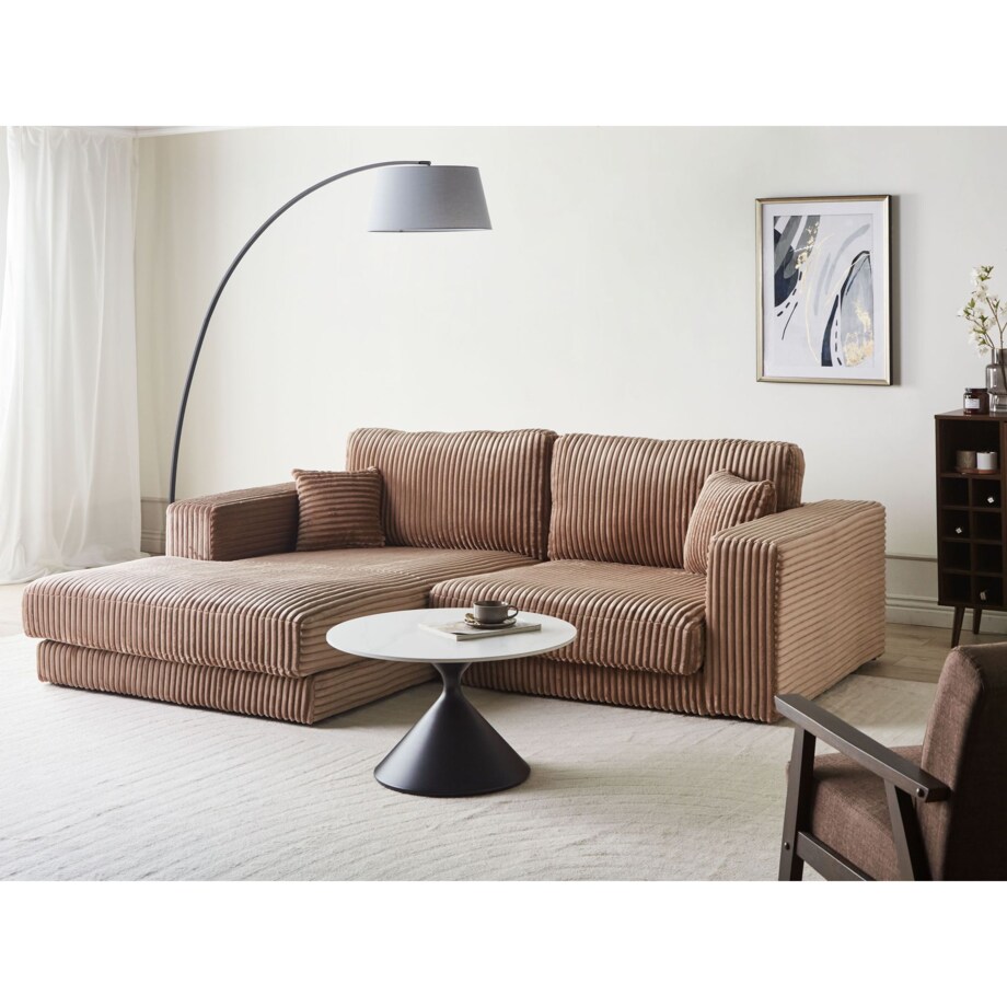 Narożnik LOFOTEN Sztruks Jasnobrązowy dla 3 osób Prawostronny