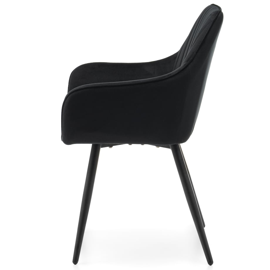 Krzesło tapicerowane pikowane welurowe do salonu jadalni nowoczesne PASSO czarne