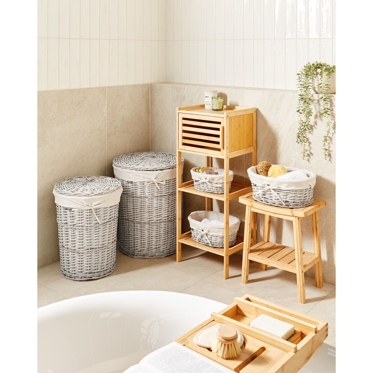 Zestaw 5 koszy wiklinowych szary VAKARI