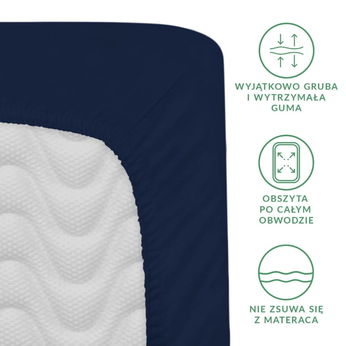 Prześcieradło satynowe z gumką 90x200 kolor ciemny granat