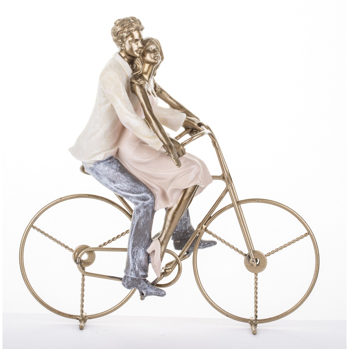 Dekoracja - figurka 25,5x25x19 cm PARA - na rowerze