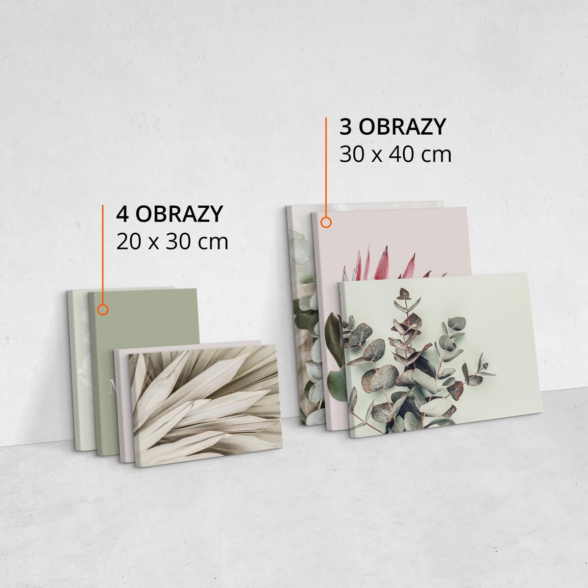 Zestaw Obrazów LIŚCIE Eukaliptusa Kwiaty 110x80cm