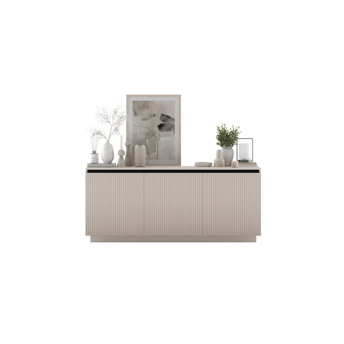 Komoda Glamour Nowoczesna Szafka RTV Kaszmir MAT ryflowane fronty 166,8 cm