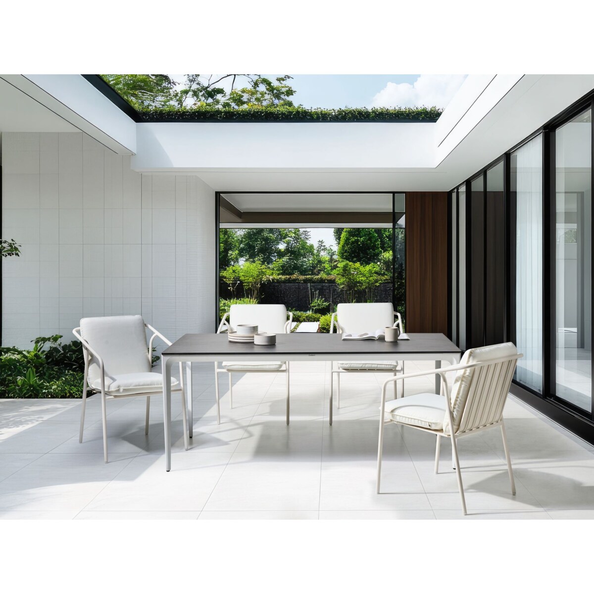 Stół ogrodowy SOVARETO 180 cm 90 cm Imitacja kamienia Ciemnoszary