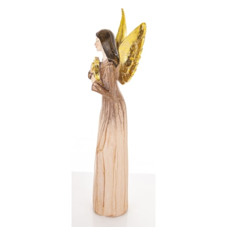 Dekoracja - anioł ze złotymi skrzydłami 37x15,5x7 cm ANGE z lutnią