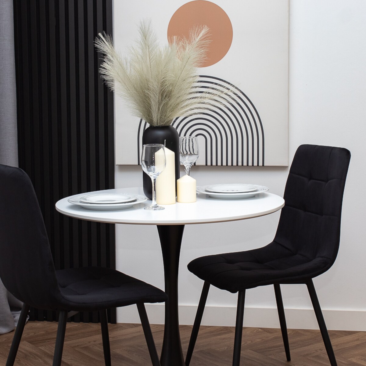 Stół okrągły 80cm biały blat nowoczesny minimalistyczny