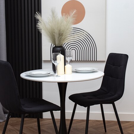 Stół okrągły 80cm biały blat nowoczesny minimalistyczny