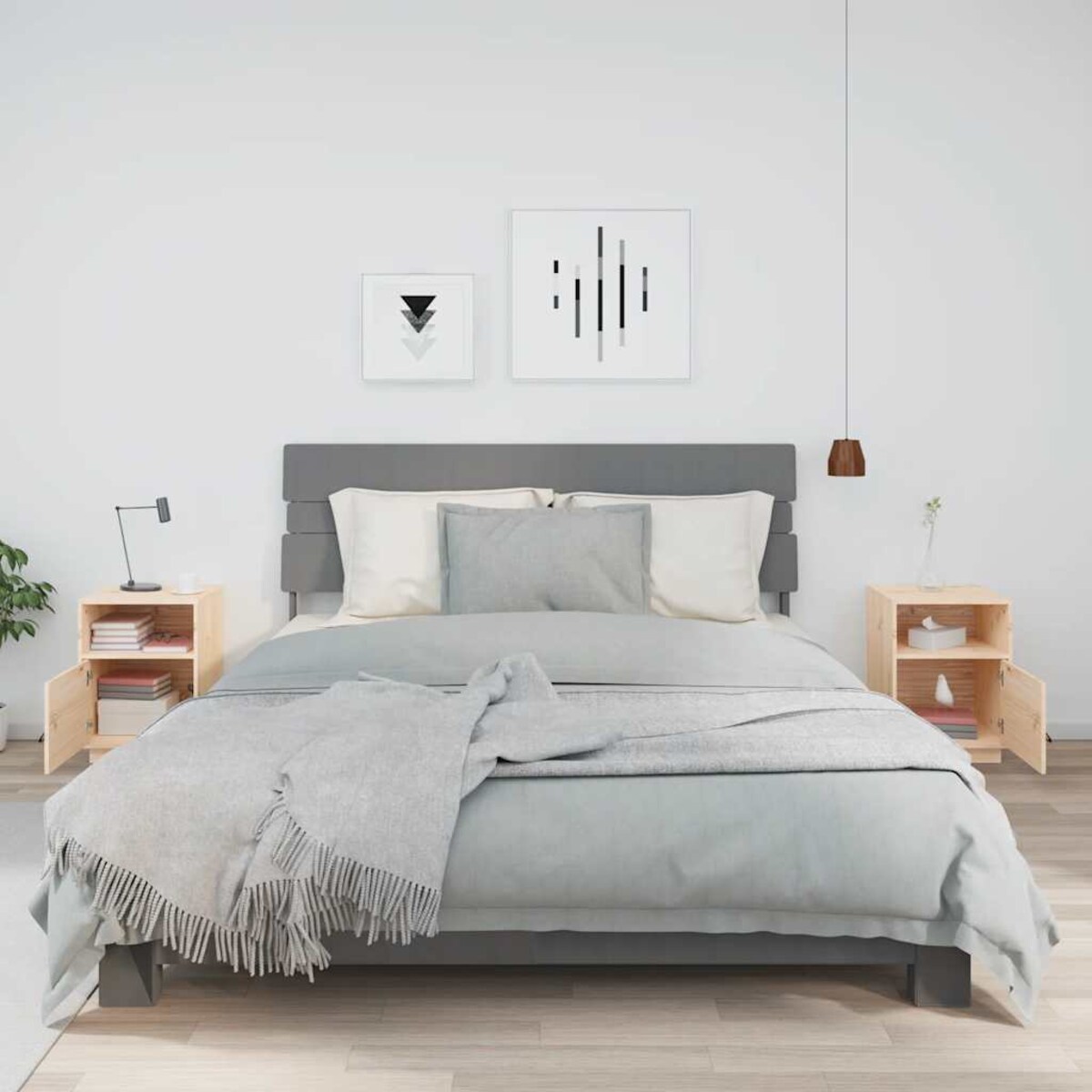 vidaXL Szafki nocne, 2 szt., 40x34x55 cm, lite drewno sosnowe