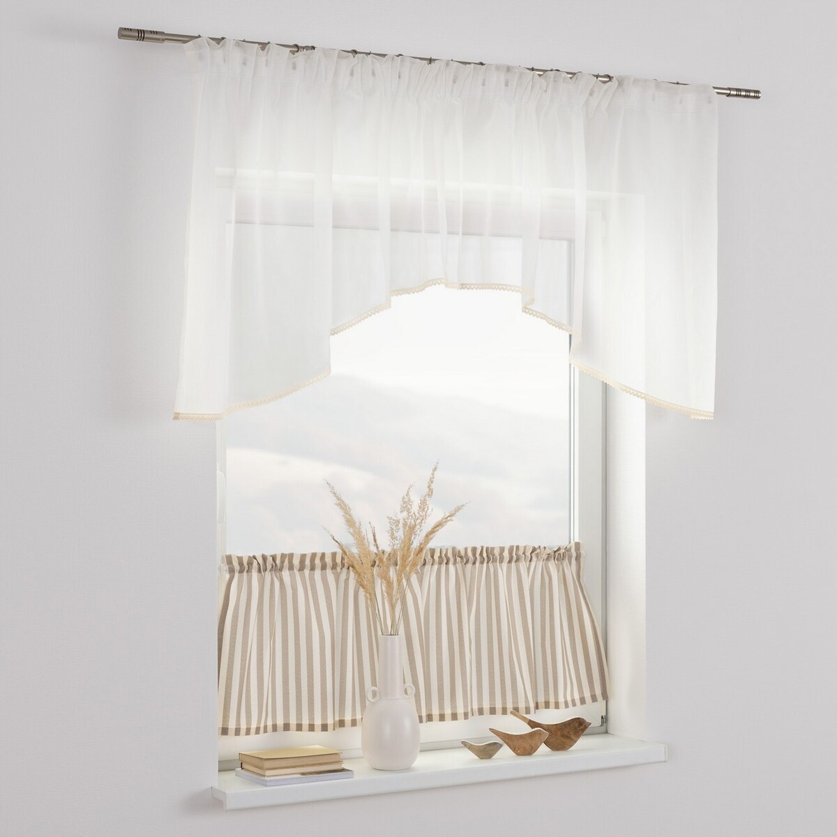 Zazdrostka prosta na metry 60x0 beżowo-białe pasy (1,5cm)