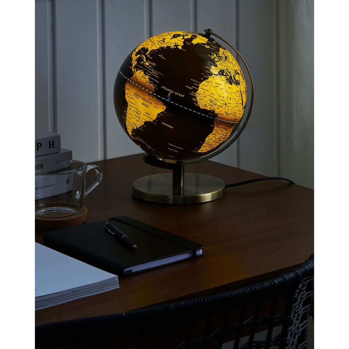 Globus LED 32 cm czarno-miedziany MAGELLAN