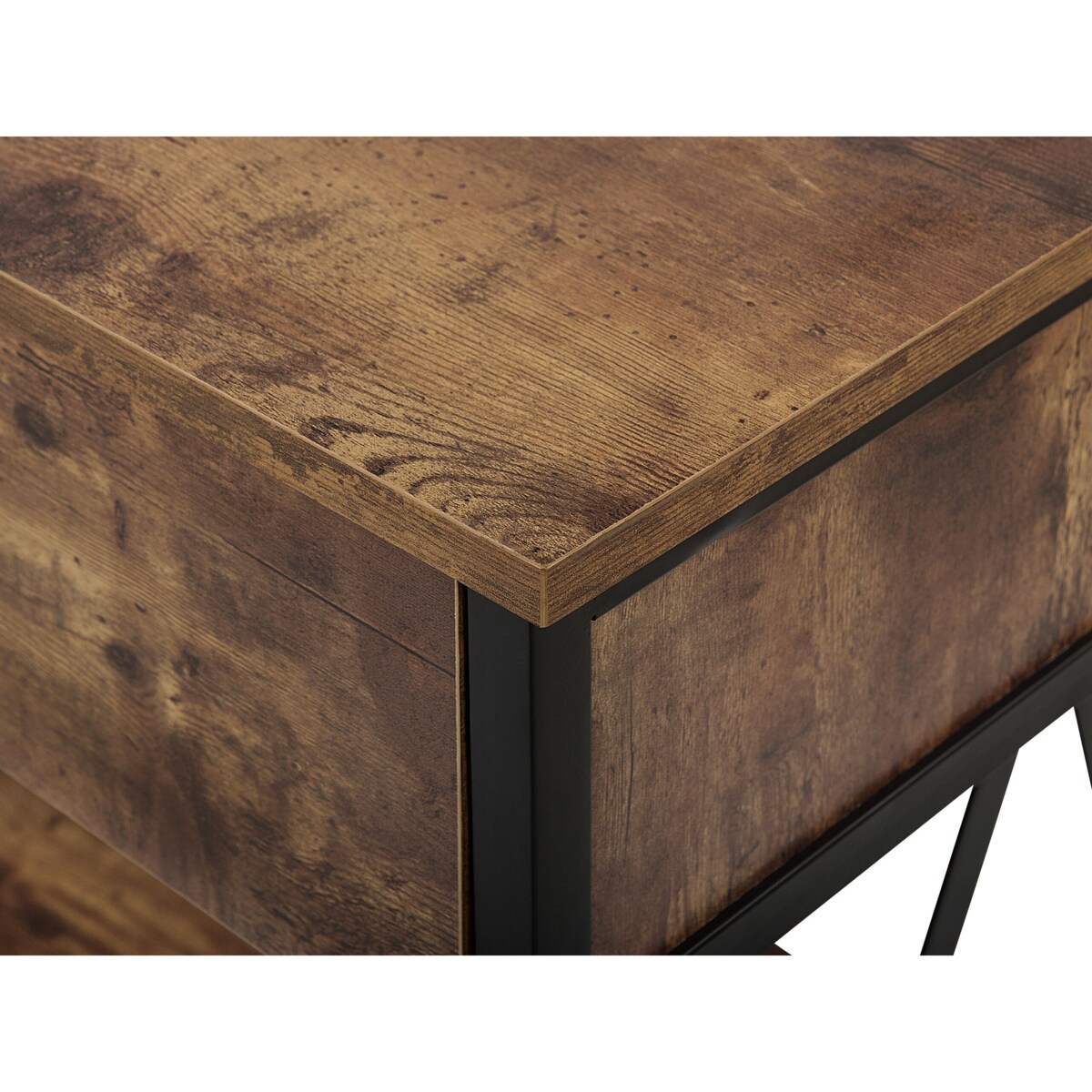 Konsola 2 szuflady ciemne drewno z czarnym AYDEN