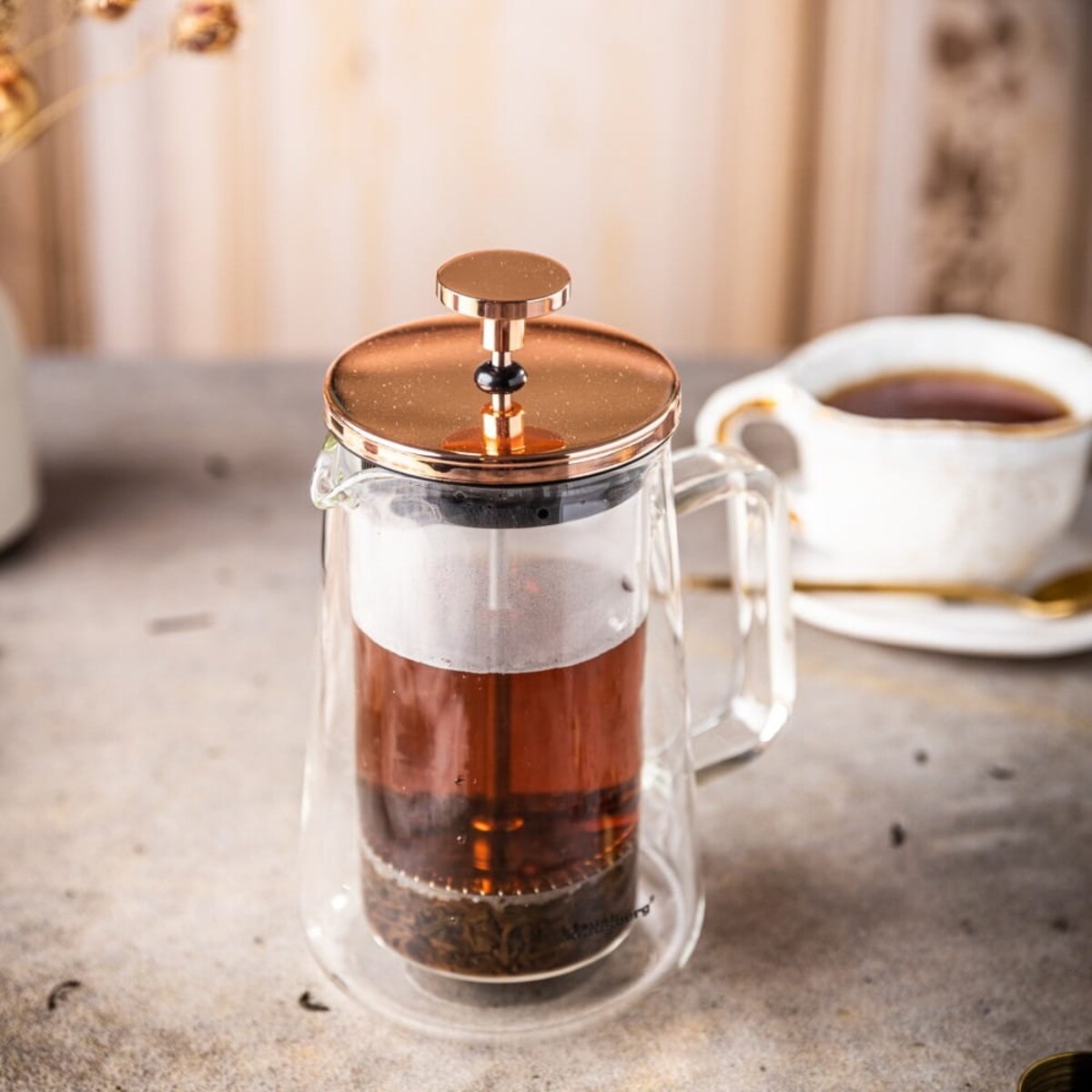 Zaparzacz do kawy herbaty 0.35L French Press różowe złoto KLAUSBERG