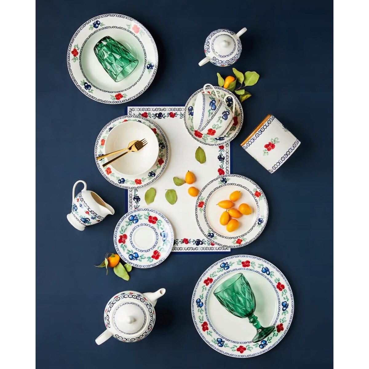 TALERZYK DESEROWY folklor 19 cm na ciasto desery jedzenie owoce przekąski