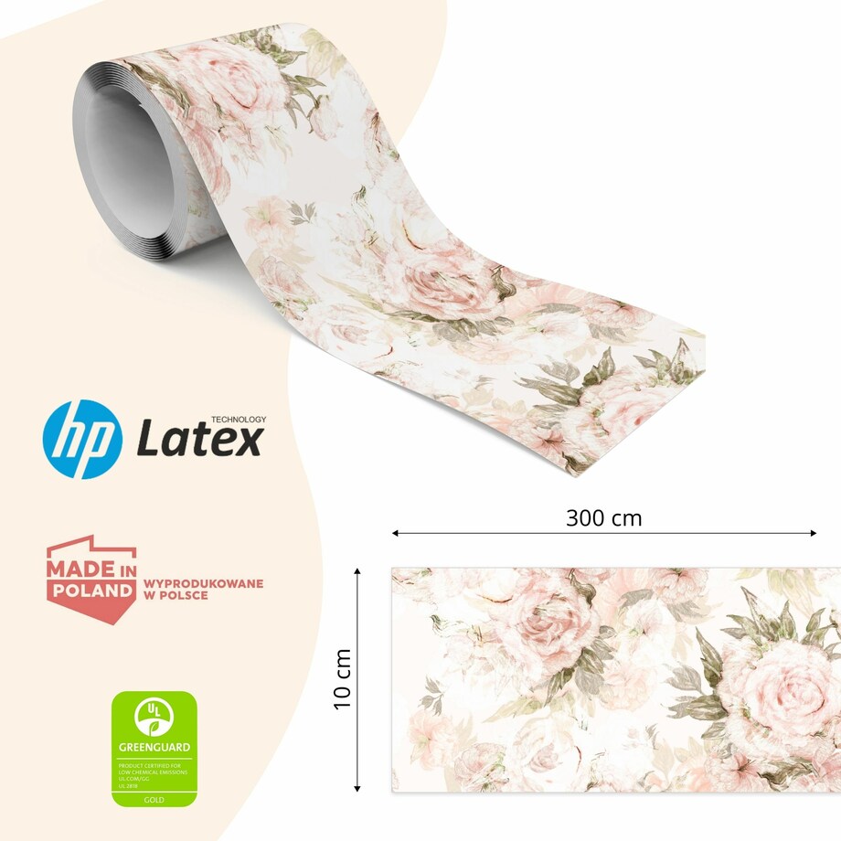 Samoprzylepny Pasek Dekoracyjny KWIATY Piwonie Peonie Styl Retro Rośliny