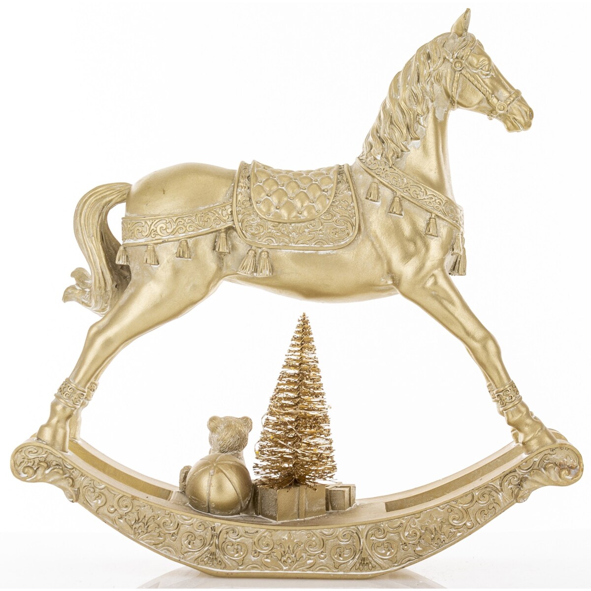 Figurka - złoty konik na biegunach LED 28,5x7,5X29 cm ORO