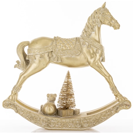 Figurka - złoty konik na biegunach LED 28,5x7,5X29 cm ORO