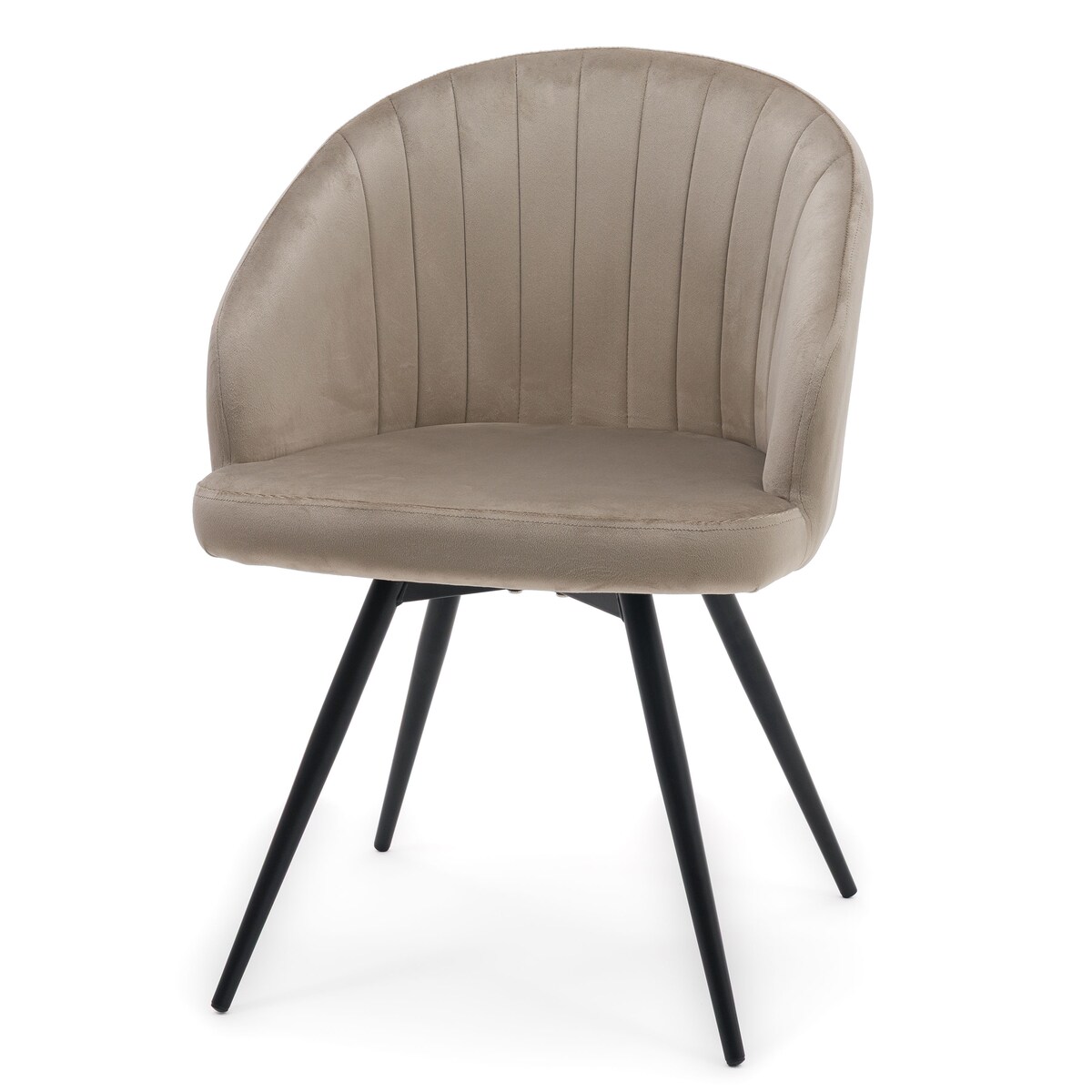 Krzesło tapicerowane obrotowe welurowe do salonu MODENA ciemnobeżowe