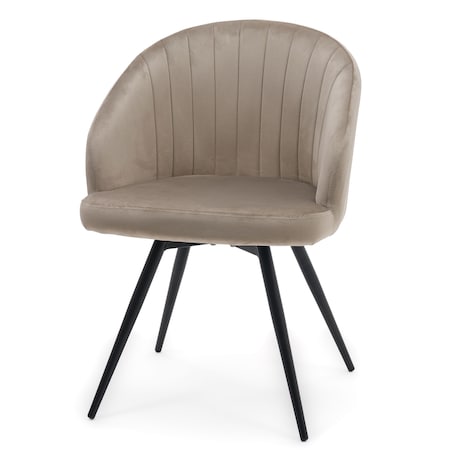 Krzesło tapicerowane obrotowe welurowe do salonu MODENA ciemnobeżowe