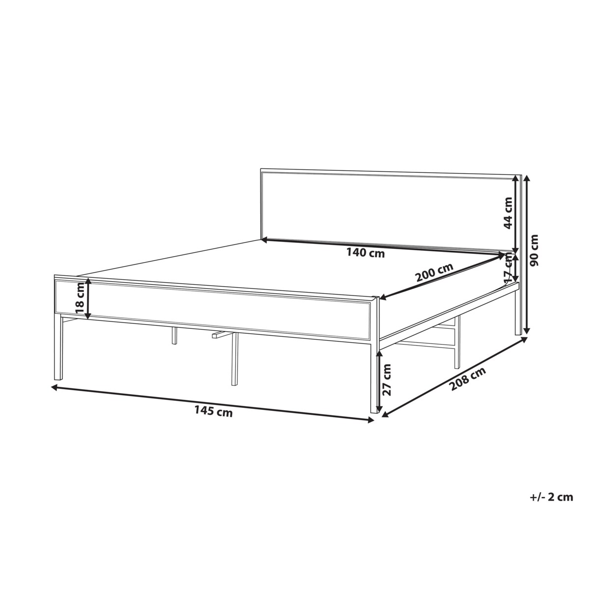 Łóżko Metal AVANTON 140 x 200 cm Czarny