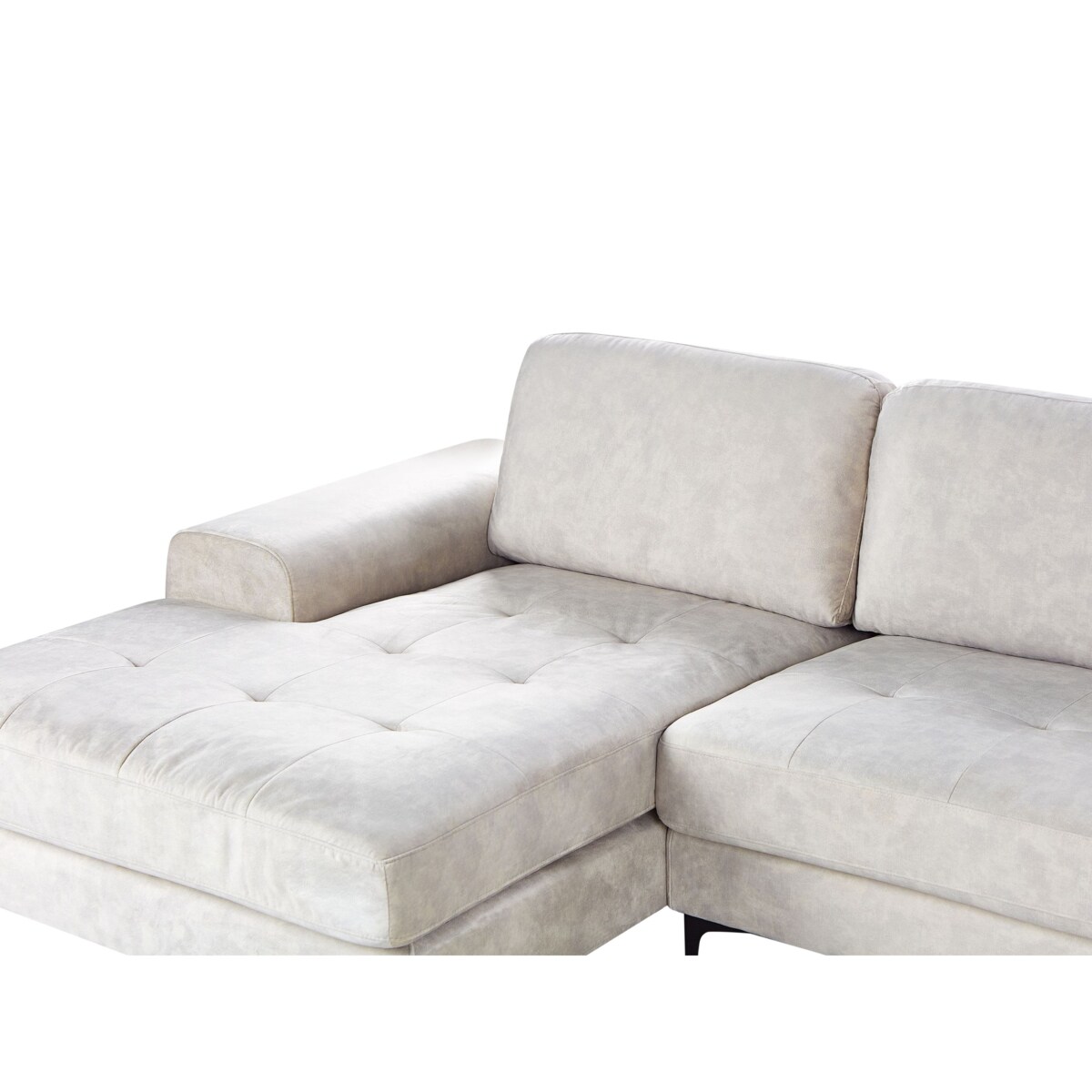 Sofa narożna prawostronna KIRUNA Welur Jasnobeżowy Prawostronny