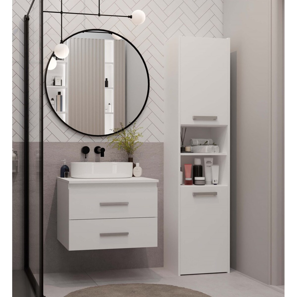 Słupek łazienkowy Nel 60 BIAŁY