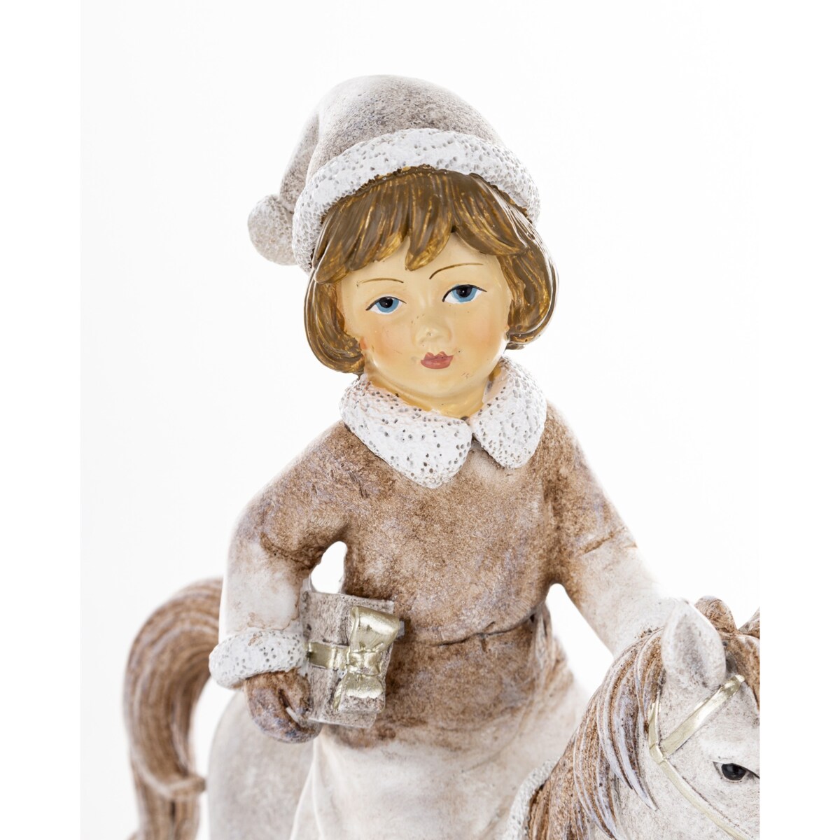 Dekoracja - figurka dziewczynki na koniu na biegunach i 26x18x7 cm LED