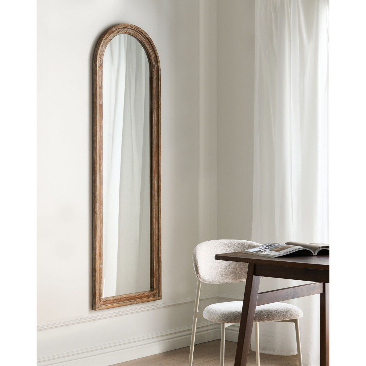 Lustro ścienne COIGNY 55 cm 170 cm Drewno jodłowe Jasnobrązowy