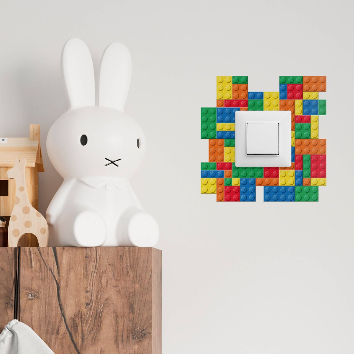 Naklejka Pod Włącznik Świata Kolorowe Klocki Lego Do Pokoju Dziecięcego 20x20cm