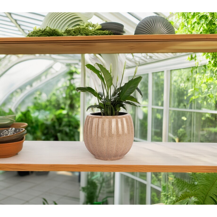 DONICZKA CERAMICZNA NA KWIATY BEŻOWA 13cm mała do salonu domu na prezent