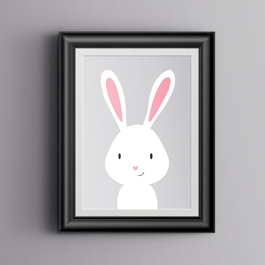 Plakat dla dzieci Królik szary 30x40