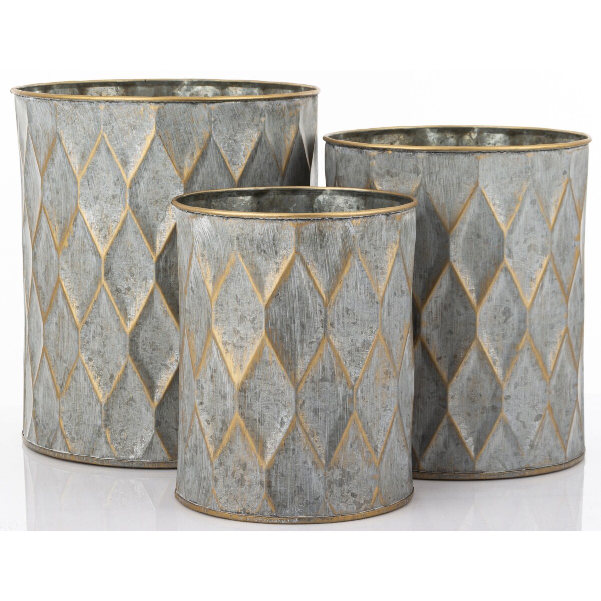 Komplet 3 szt. metalowych osłonek na doniczki BERCEO 25/22/19 x 21/18/15 cm