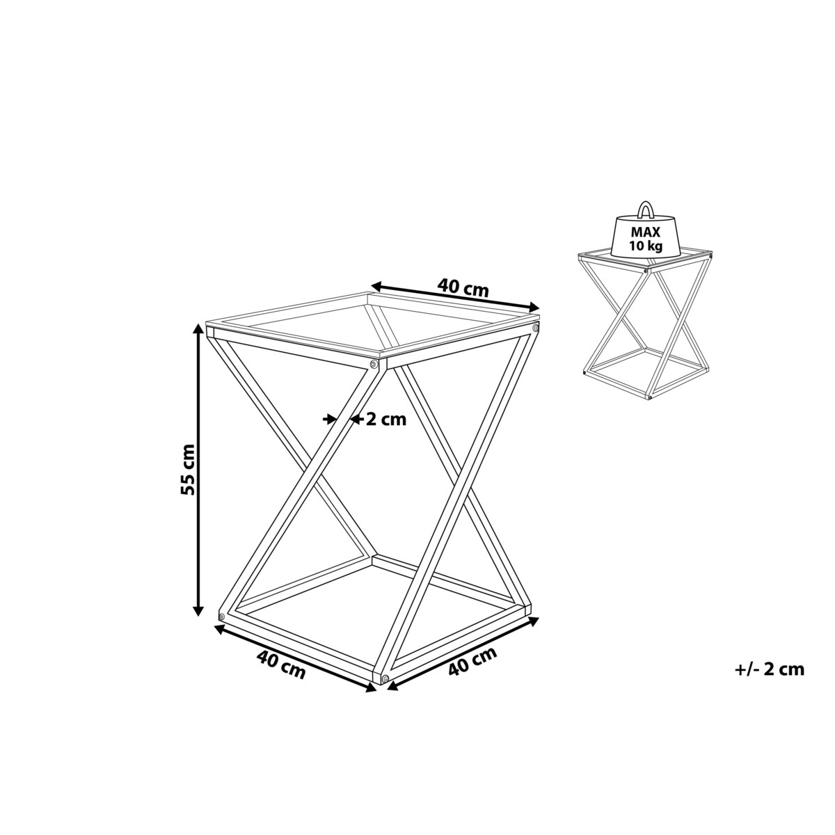 Stolik pomocniczy szklany złoty BEVERLY