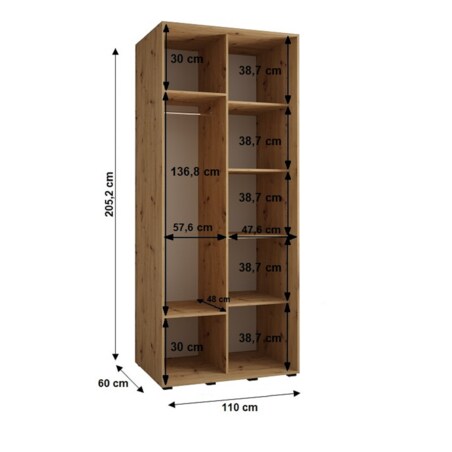 Szafa przesuwna Garderoba SAPPORO 2 110 gł. 60 biały/biały