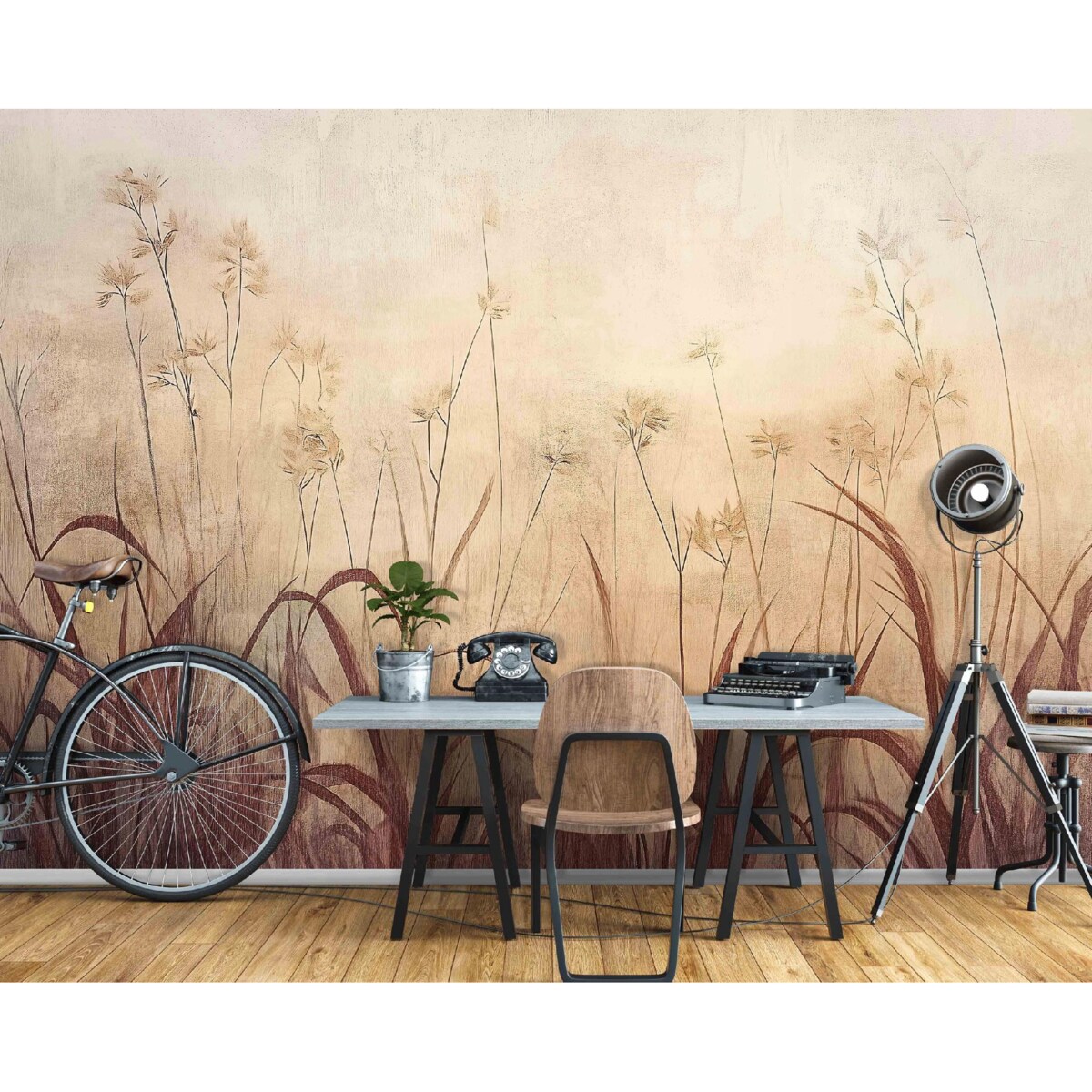 Fototapeta Do Sypialni Salonu Na Flizelinie Trawa Natura Beżowy 350x250