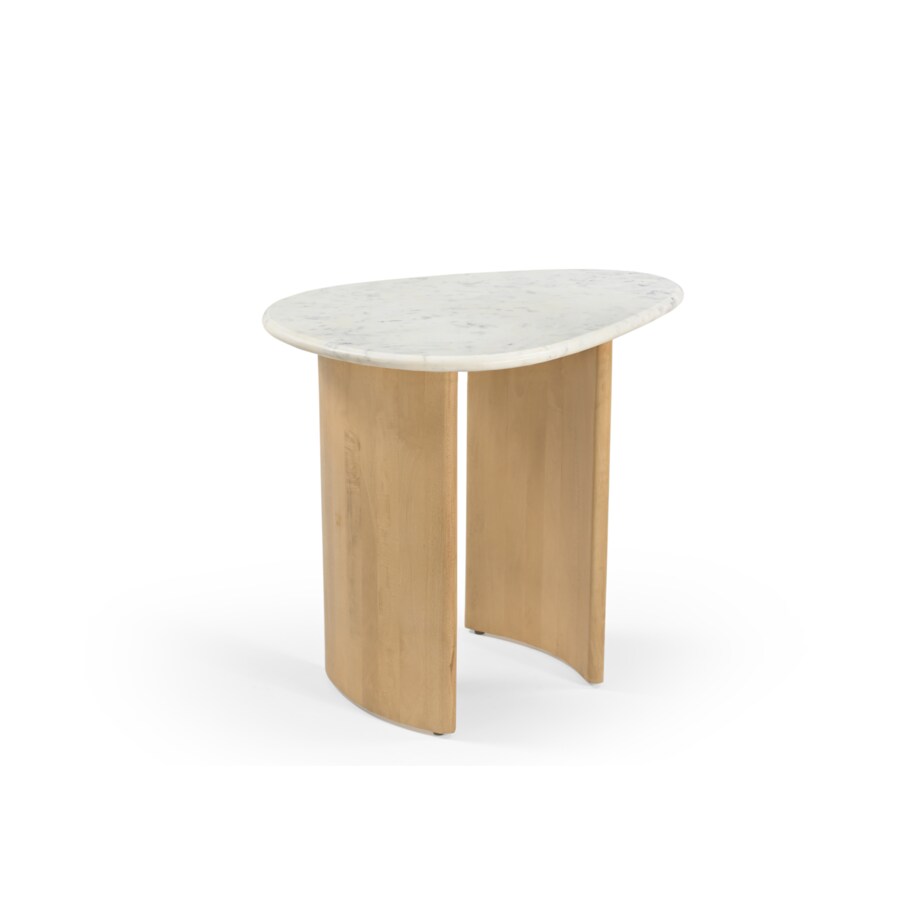 Stolik pomocniczy Lecce 60 × 45 - Biały Marmur & Jasny Dąb Mango
