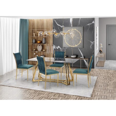 Krzesło tapicerowane K436 VELVET ciemnozielone/złote