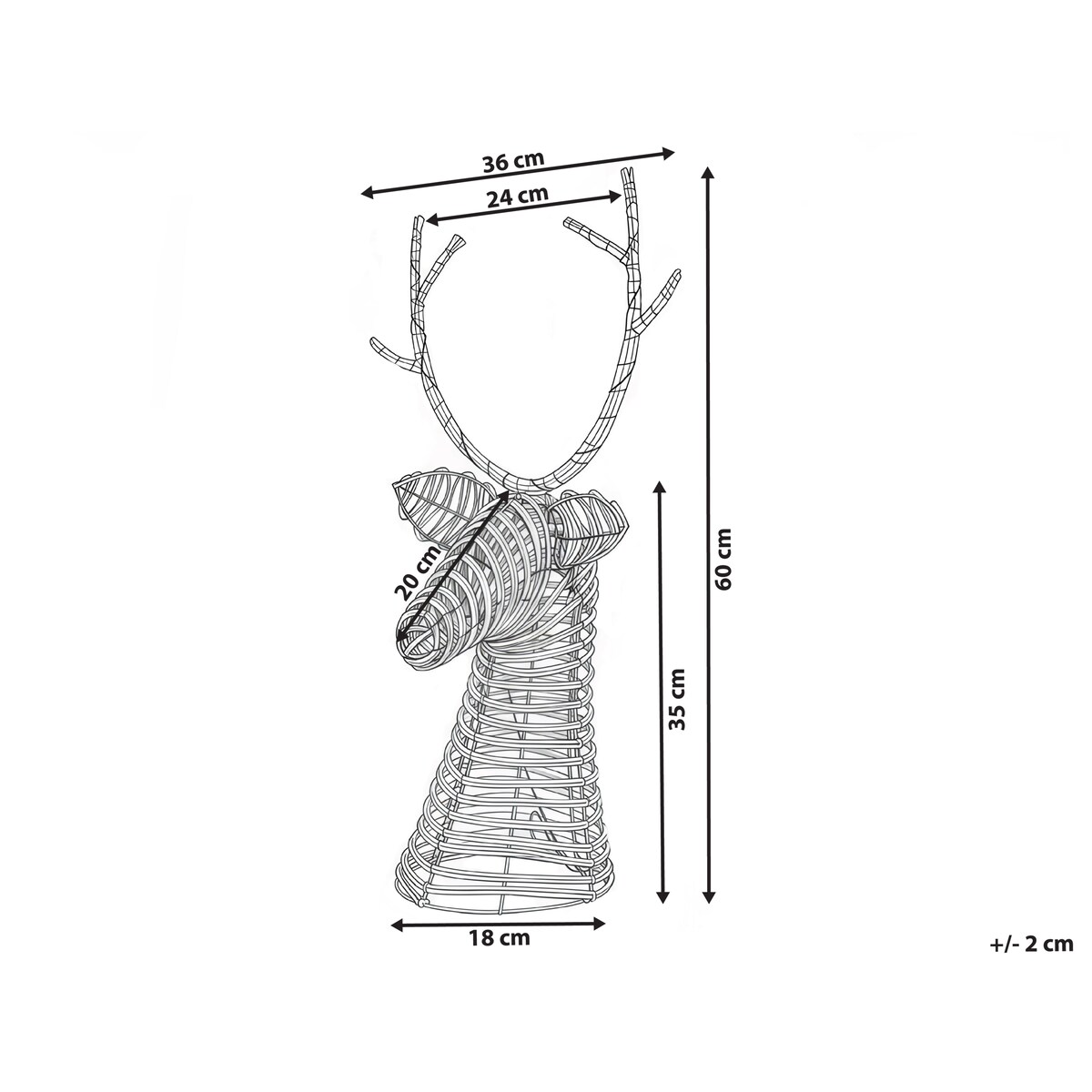 Dekoracja świąteczna LED DYBESO 60 cm Renifer Ciemnobrązowy